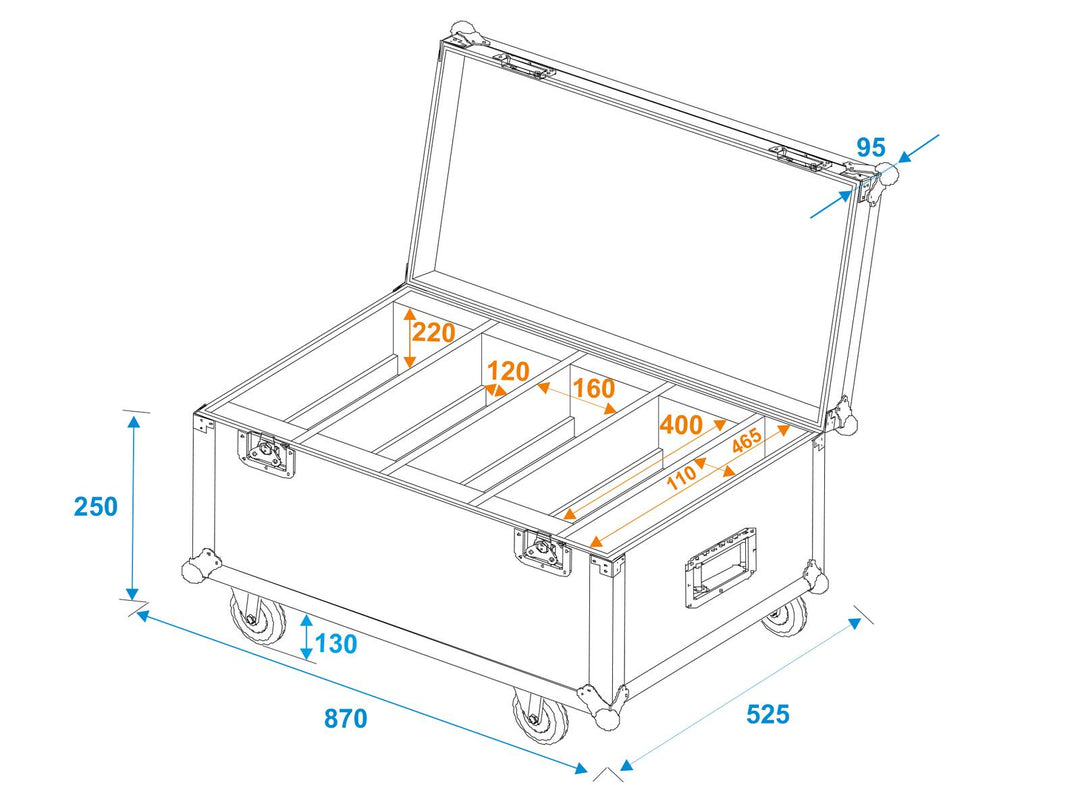ROADINGER Flightcase 4x LED CLS-18 QCL RGB/WW à roulettes