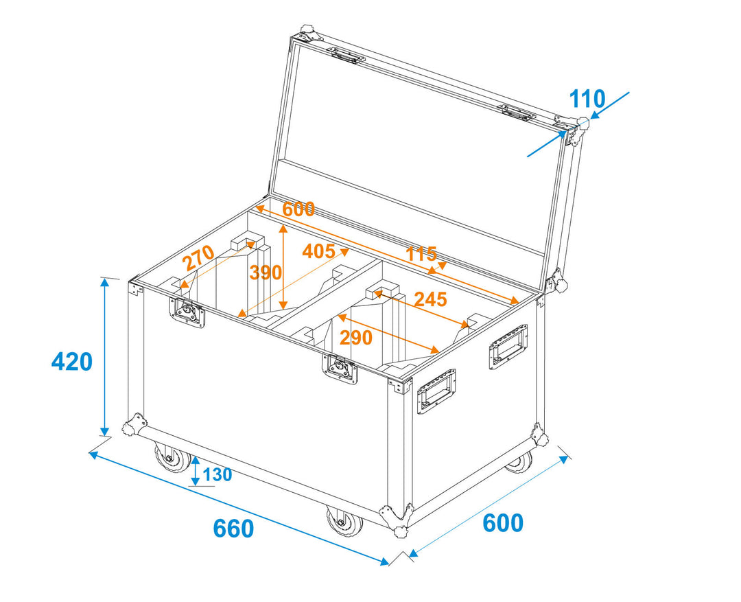 ROADINGER Flightcase 2x EYE-1940 avec roulettes
