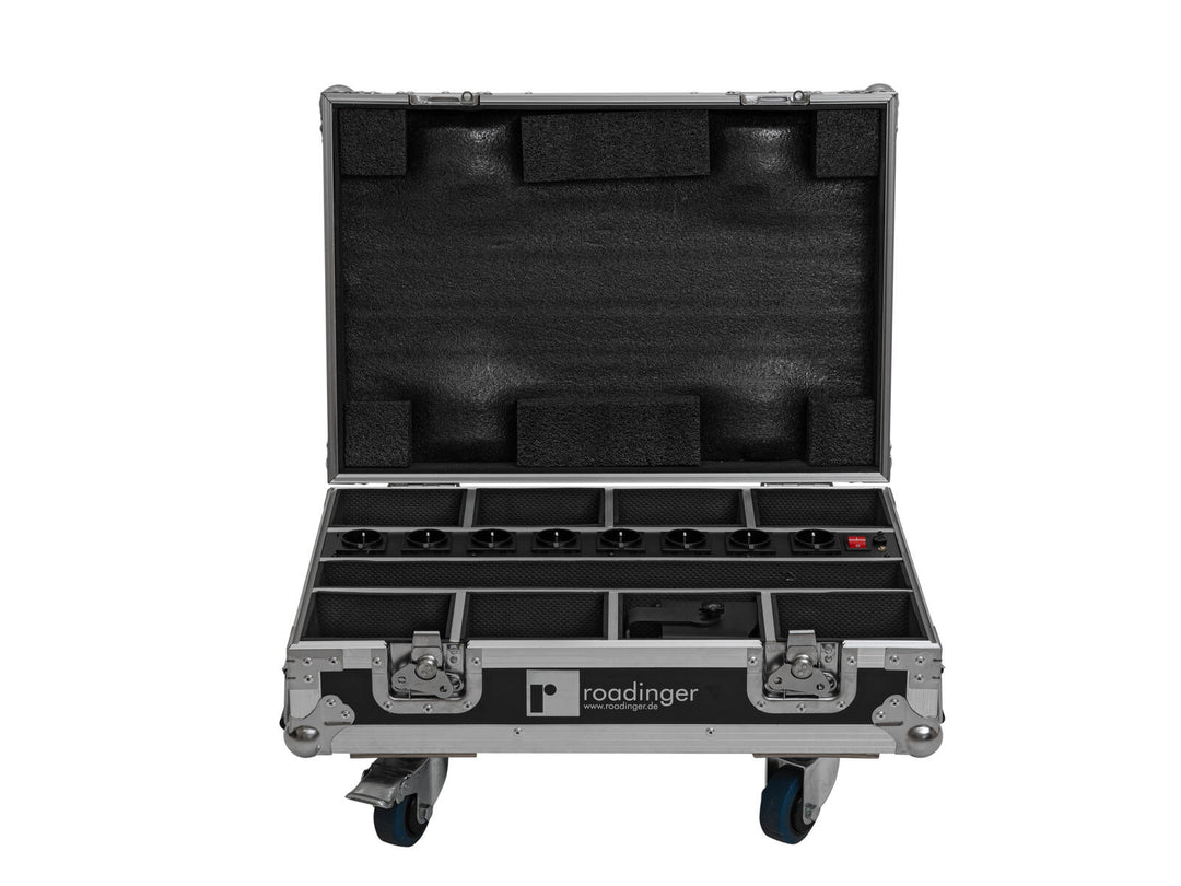 ROADINGER Flightcase 8x AKKU Mini IP UP-4 QCL Spot MK2 avec fonction de charge