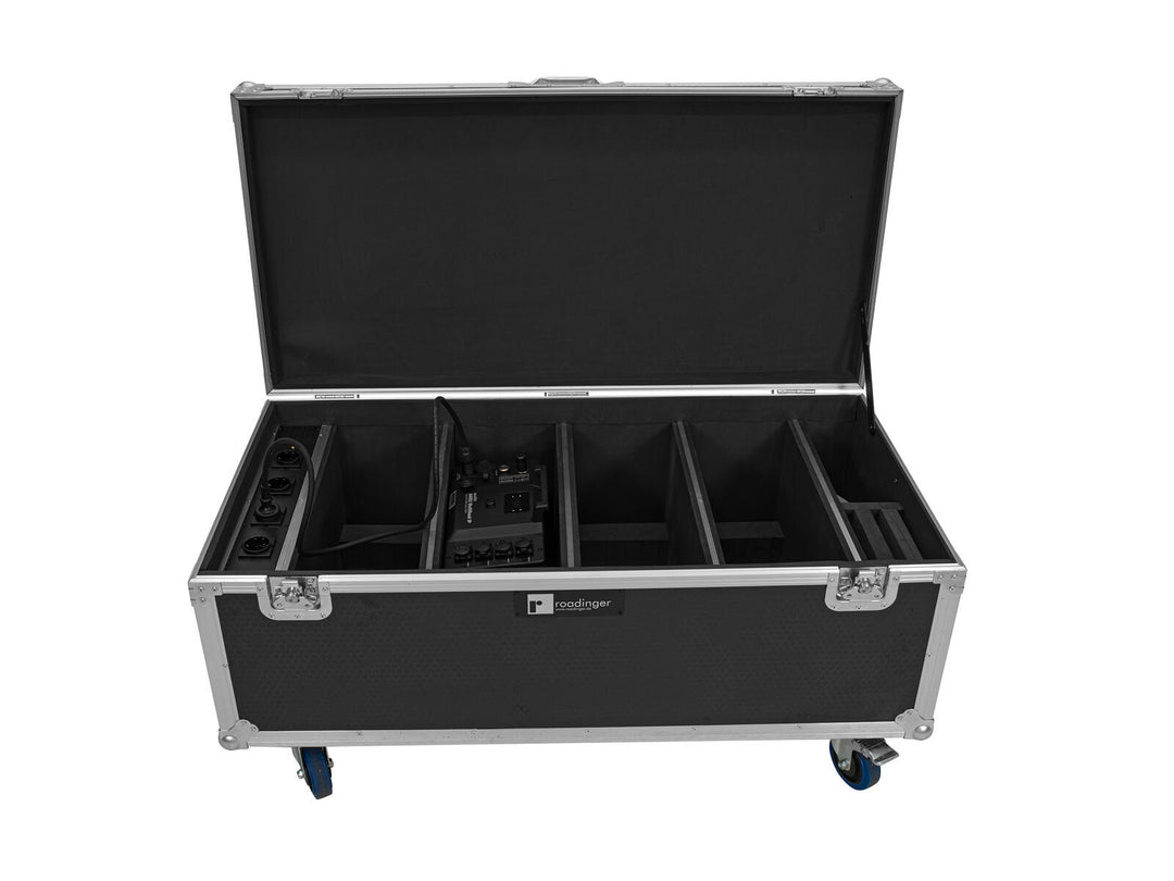 ROADINGER Flightcase 4x AKKU Multiflood IP 18x10W RGBW Wash CRMX avec fonction de recharge