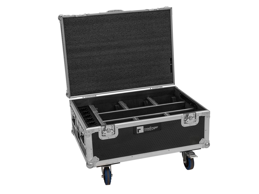 ROADINGER Flightcase 6x AKKU IP TL-3 QCL Trusslight CRMX avec fonction de recharge et roulettes