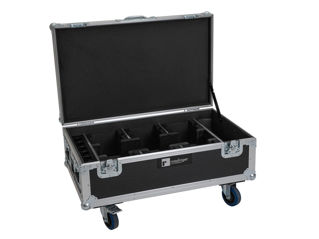 EUROLITE Set 6x AKKU UP-4 QCL Spot QuickDMX MK2 + Flightcase avec roulettes et fonction de recharge