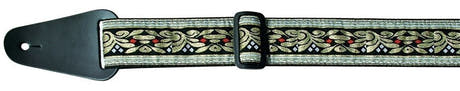 Fire & Stone Folk Jacquard sangle de guitares, claire avec noir et doré