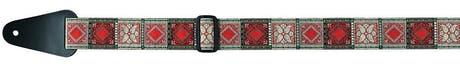 Fire & Stone Folk Jacquard sangle de guitare, rouge, argent et noir