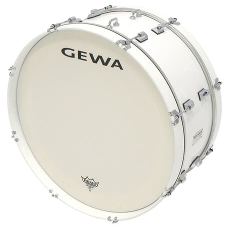 GEWA grosse caisse de marche 24" x 10", blanche, peau Remo