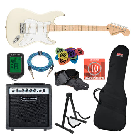 Fender Squier Affinity Stratocaster Guitare électrique Starterpakke (Olympic White)
