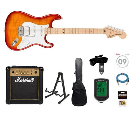 Fender Squier Affinity Stratocaster Guitare électrique Startpakke (Sienna Sunburst)