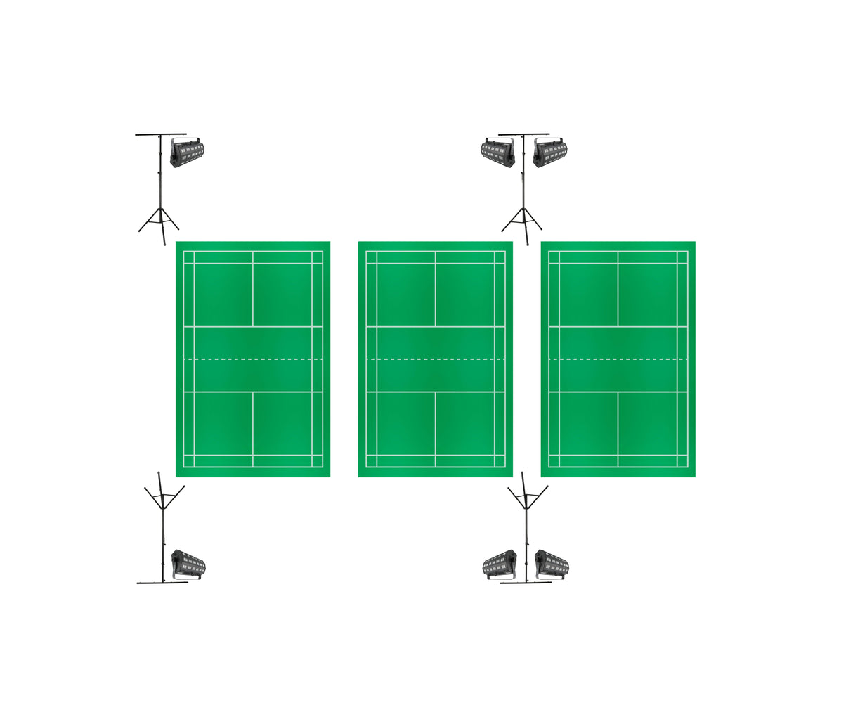 Nightminton complete package for 3 courts