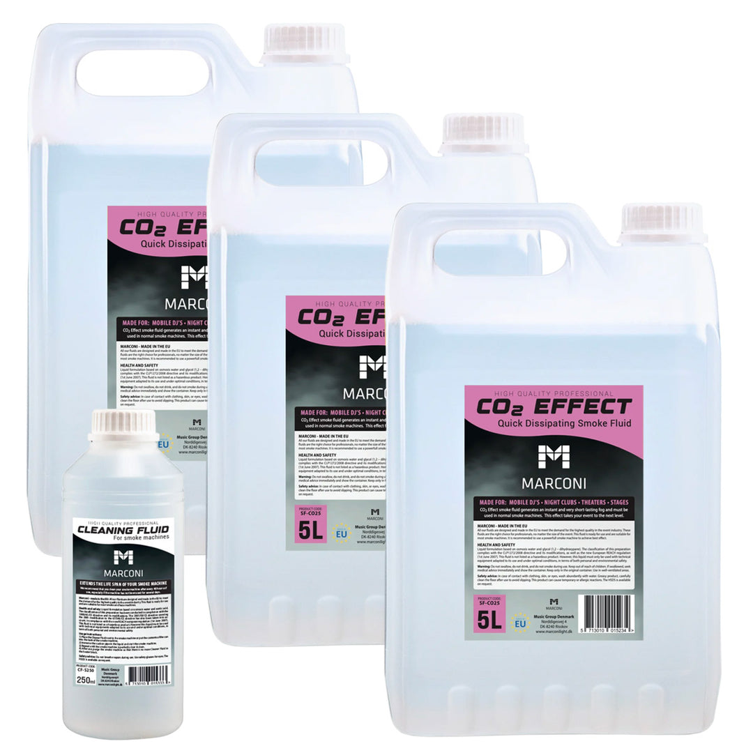 3 x 5L Liquide à fumée (CO2 Effekt) + 250ml Liquide de nettoyage