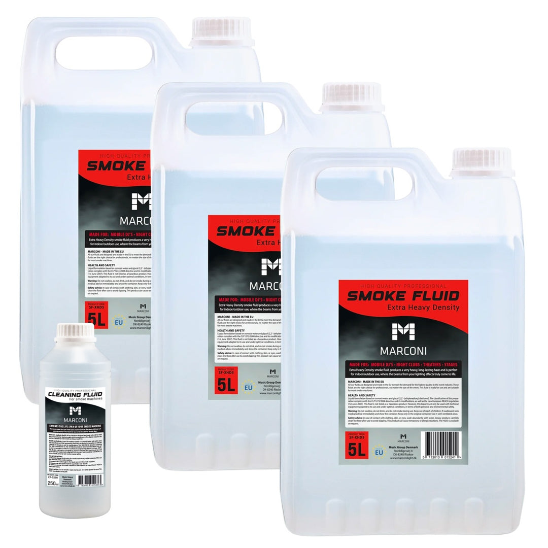 3 x 5L Liquide à fumée (Extra Heavy Density) + 250ml Liquide de nettoyage