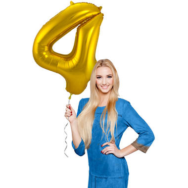 Ballon en Forme de Chiffre 4 (Or, 86 cm)