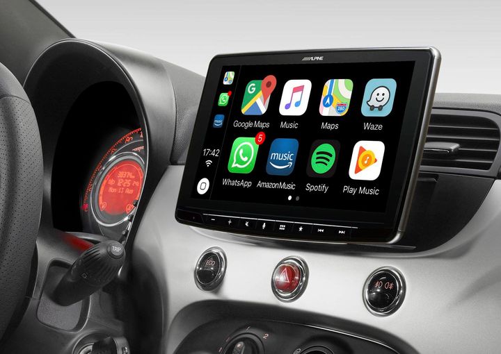 Apple Carplay, Android Auto dans Fiat 500 Intérieur Beige (2007-2015)