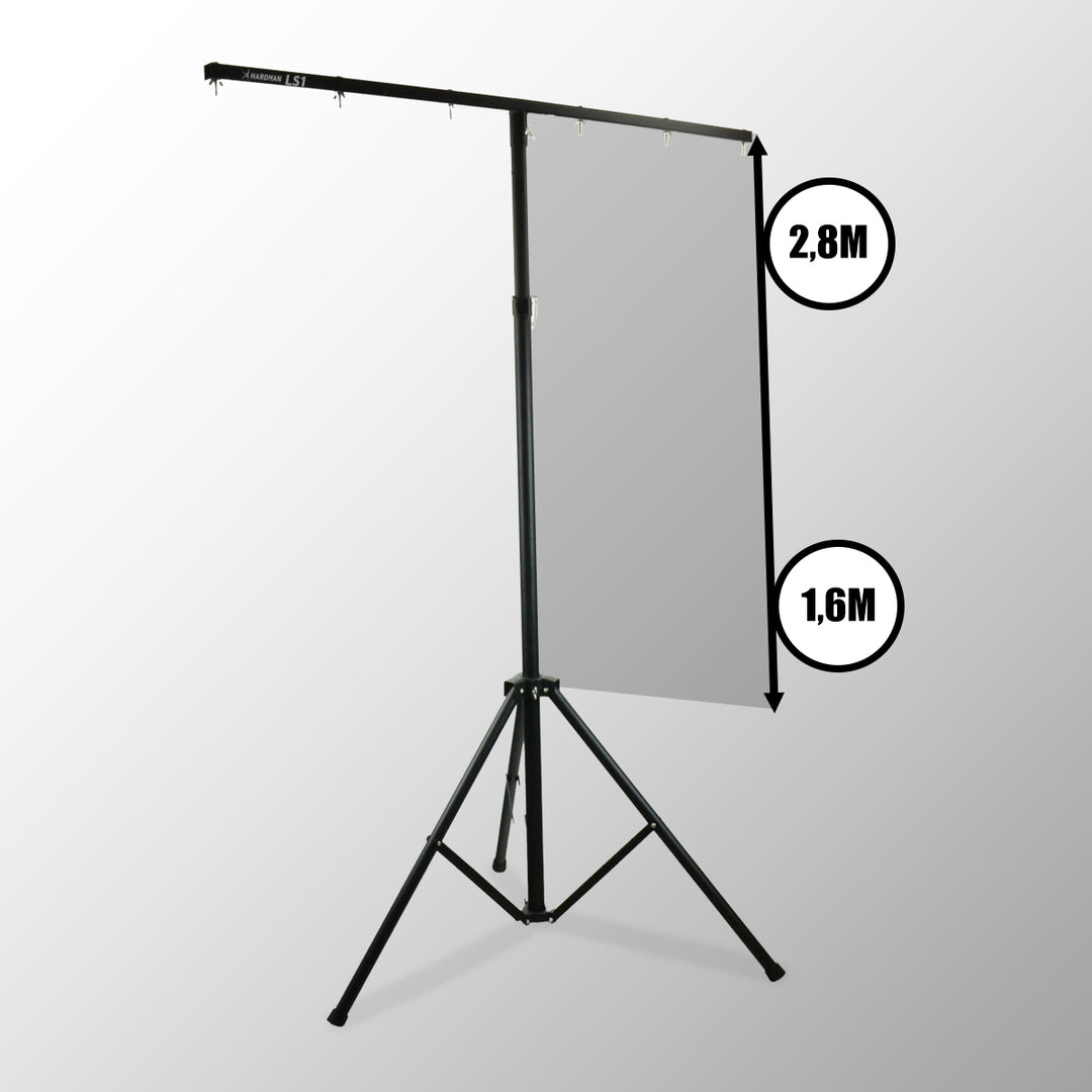 Hardman LS1, pied d’éclairage avec barre transversale, de 1,6 à 2,8 m, 45 kg