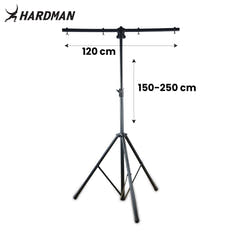 Hardman HLS2 pied d’éclairage avec T-bar, 2,5 m, 70 kg, noir