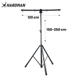 Hardman HLS2 pied d’éclairage avec T-bar, 2,5 m, 70 kg, noir