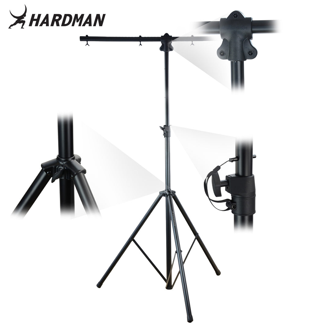 Hardman HLS2 pied d’éclairage avec T-bar, 2,5 m, 70 kg, noir