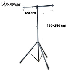 Pied d'éclairage Hardman HLS3 avec barre en T et goupille automatique, 2,5 m