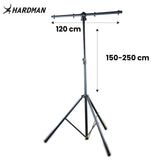 Pied d'éclairage Hardman HLS3 avec barre en T et goupille automatique, 2,5 m