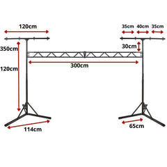 Pont d’éclairage Hardman SDLS8 sur pieds, 3,5 m de haut et 3 m de large, deux sacs