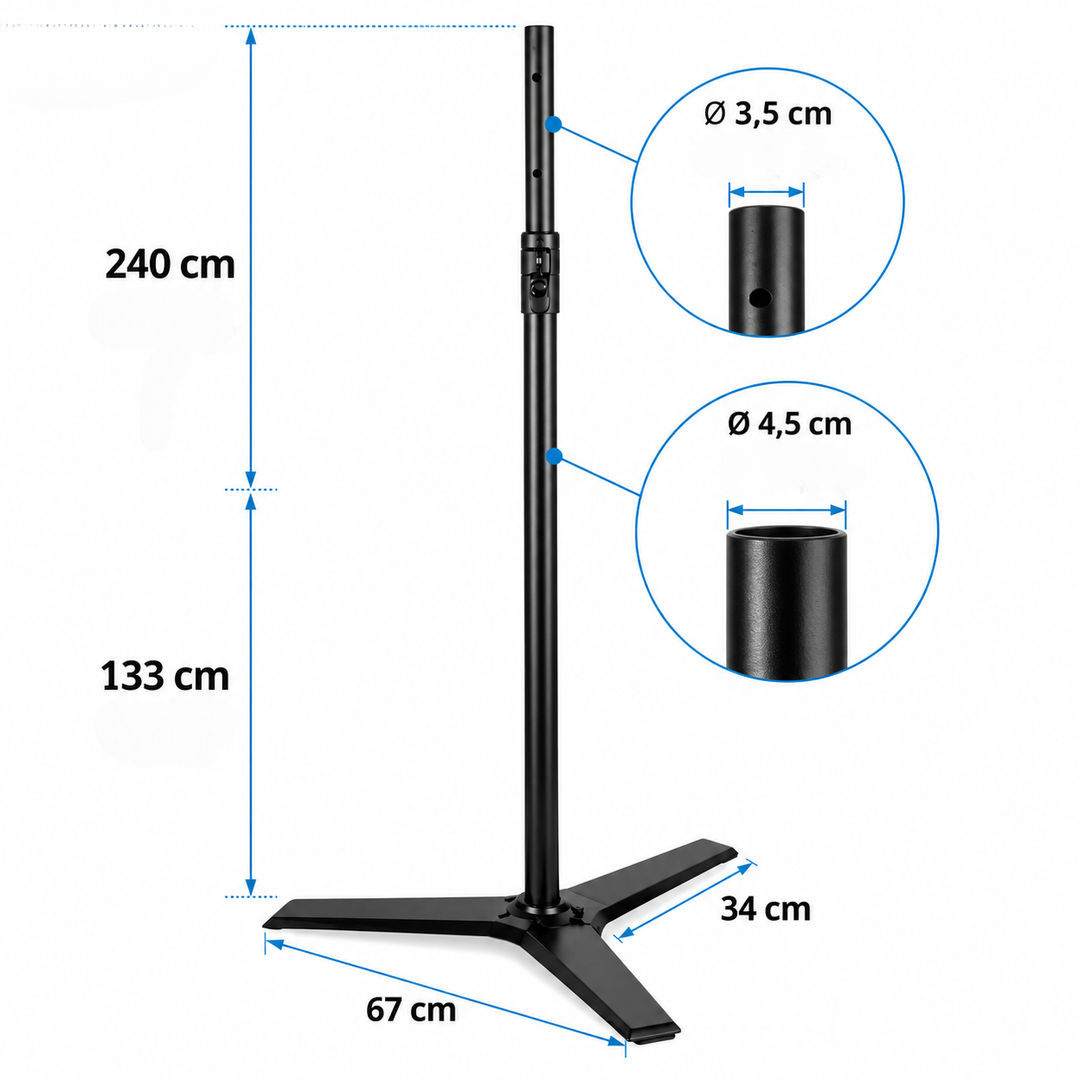 Hardman HLK57-PRO – Stand professionnel pour enceintes et éclairage 133–240 cm, 70 kg