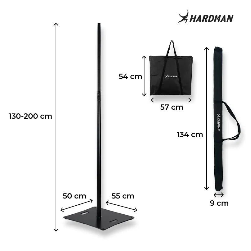 Support sur colonne Hardman HLK980-PRO avec base en acier lourde, de 1,3 à 2 m
