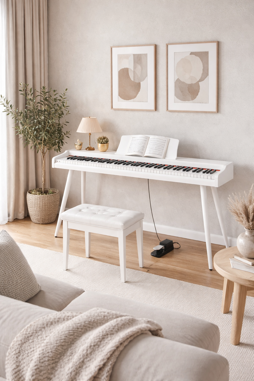 Piano numérique Mielczewski Virelai avec pieds, blanc