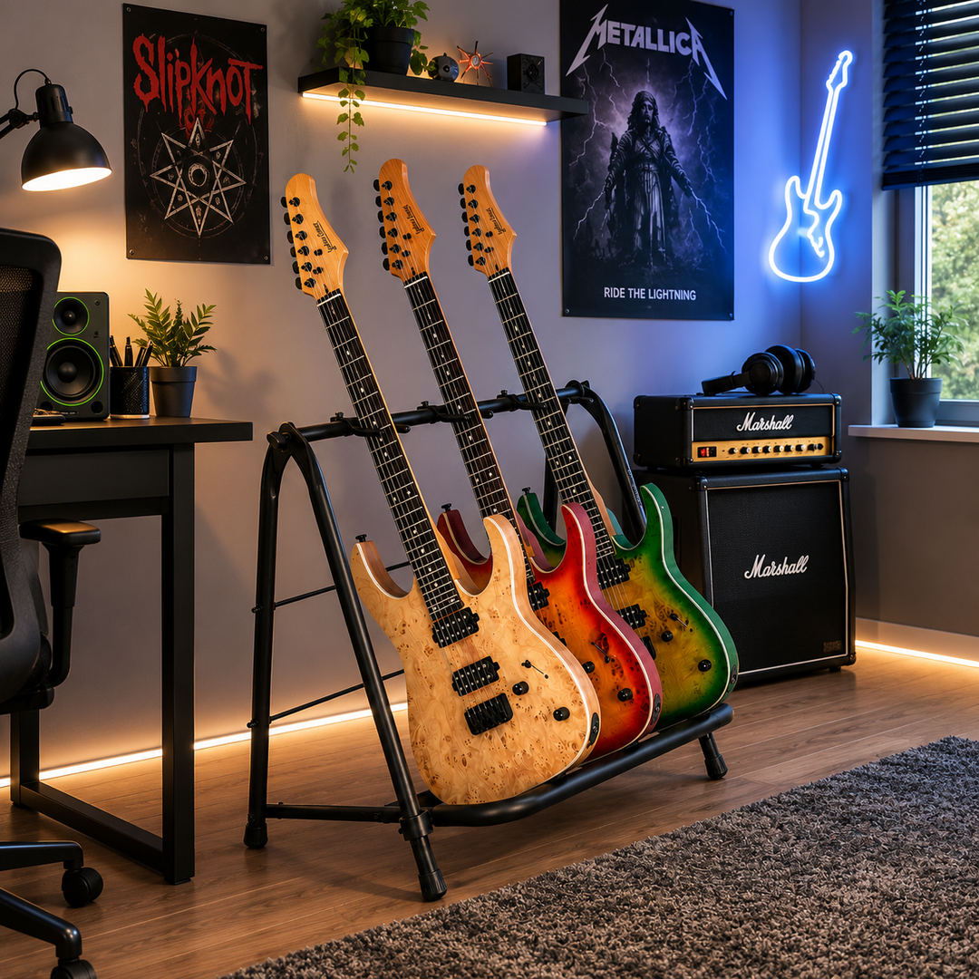 Support de guitare Hardman pour 3 guitares, pliable
