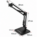Support de microphone de table Hardman avec base et bras lourds, jusqu'à 2,5 kg