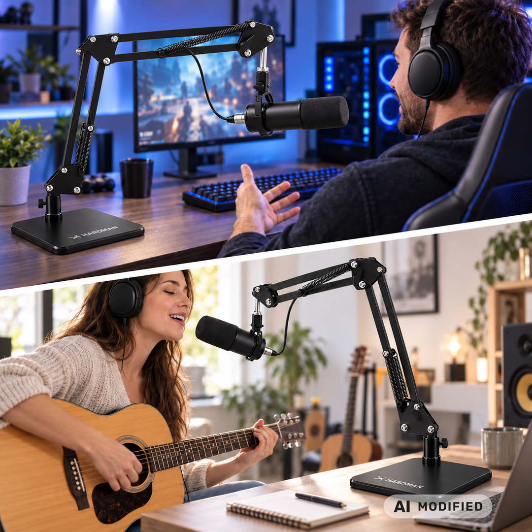 Support de microphone de table Hardman avec base et bras lourds, jusqu'à 2,5 kg