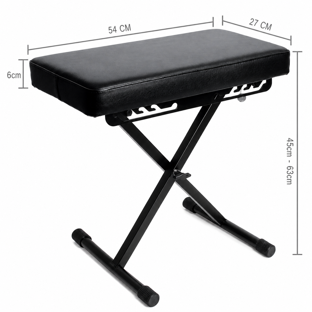 Banquette de piano pliable Hardman SB006, noire, jusqu'à 150 kg
