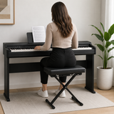 Banquette de piano pliable Hardman SB006, noire, jusqu'à 150 kg