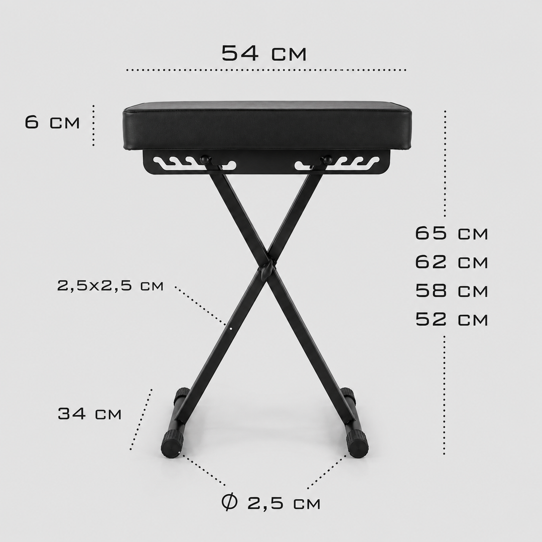 Banquette de piano pliable Hardman SB006, noire, jusqu'à 150 kg