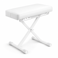 Banquette de piano pliable Hardman SB006, blanche, réglable de 45 à 63 cm