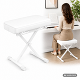 Banquette de piano pliable Hardman SB006, blanche, réglable de 45 à 63 cm