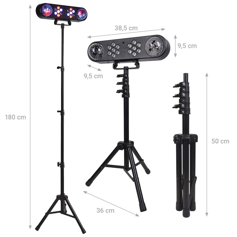 LIGHT4ME MAGIC BAR effet boule à facettes LED PAR + stand + télécommande