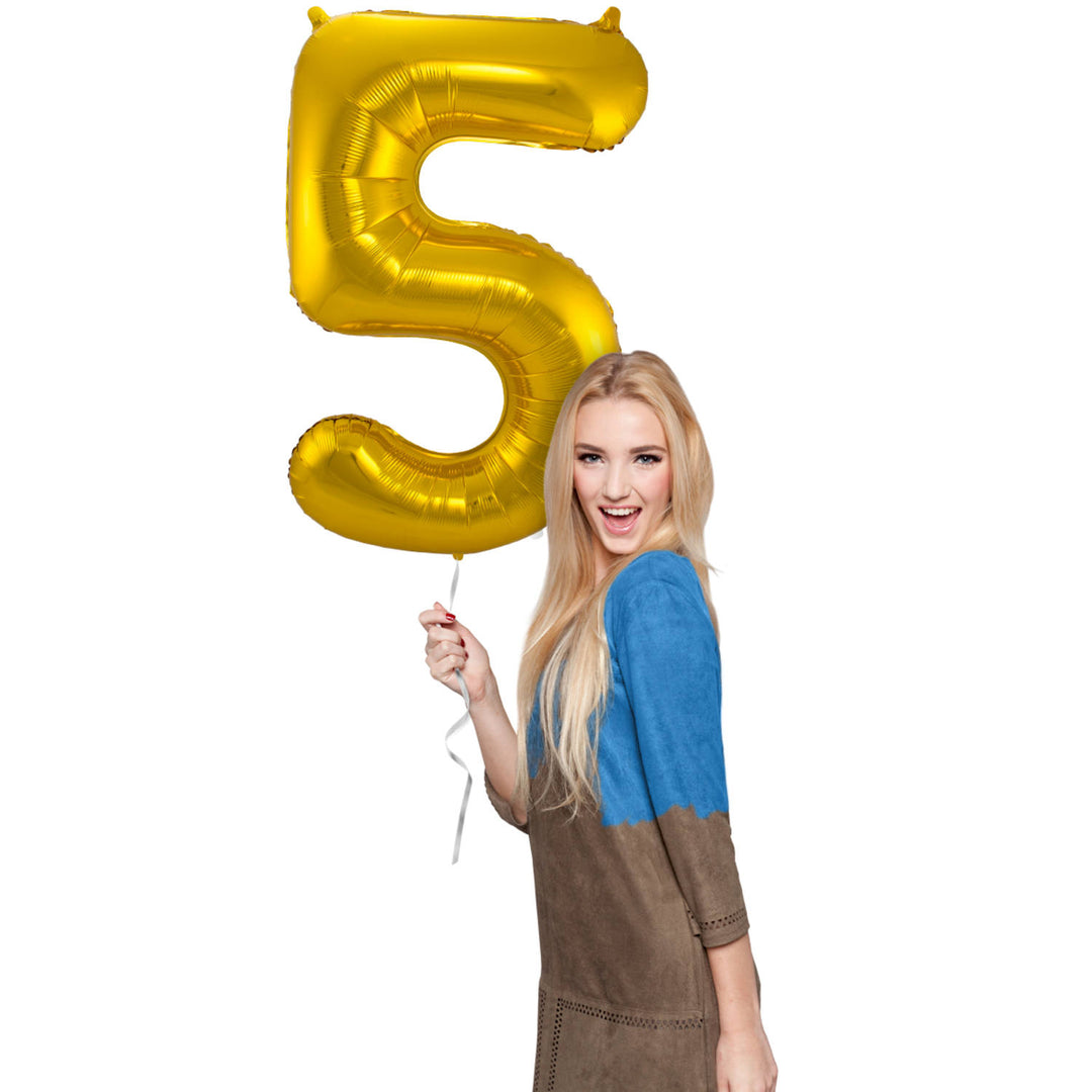 Ballon en Forme de Chiffre 5 (Or, 86 cm)
