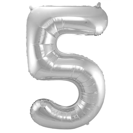 Ballon en Forme de Chiffre 5 (Argent, 86 cm)