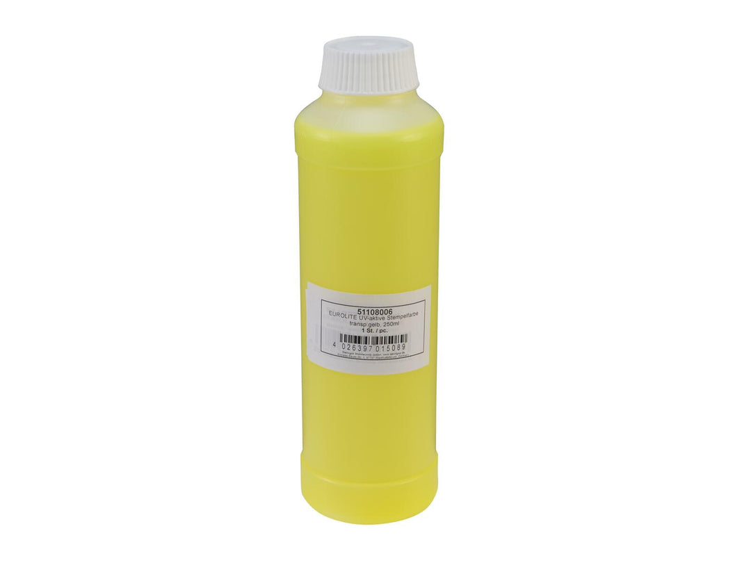 EUROLITE Encre pour tampon active aux UV, jaune transparent, 250ml