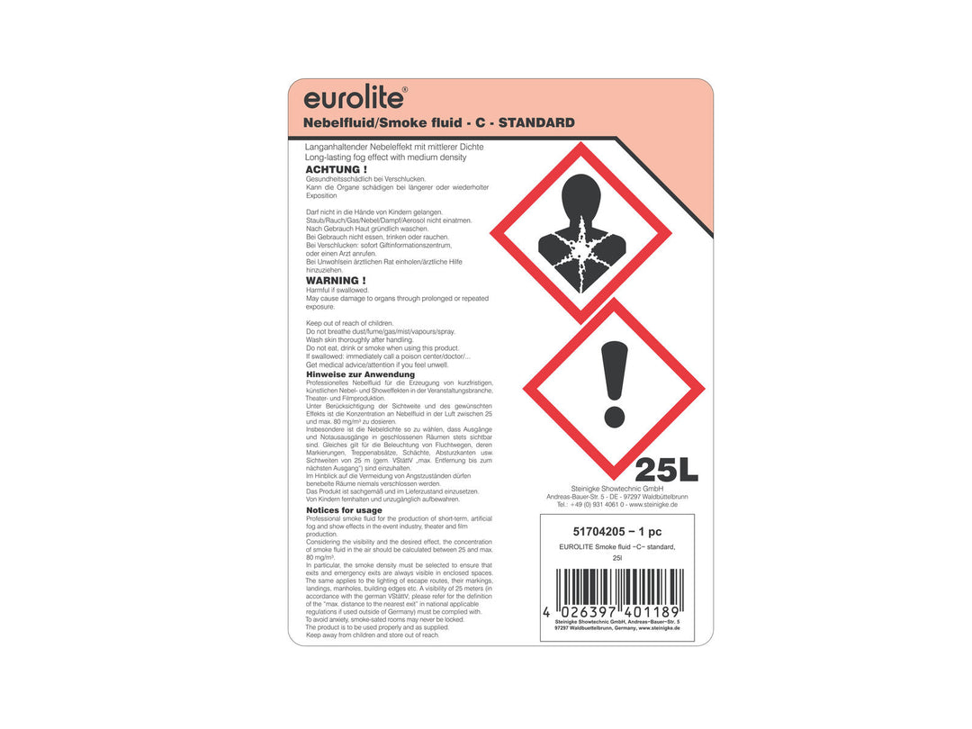 EUROLITE SMOKE FLUID -C- Standard, liquide à fumée 25l