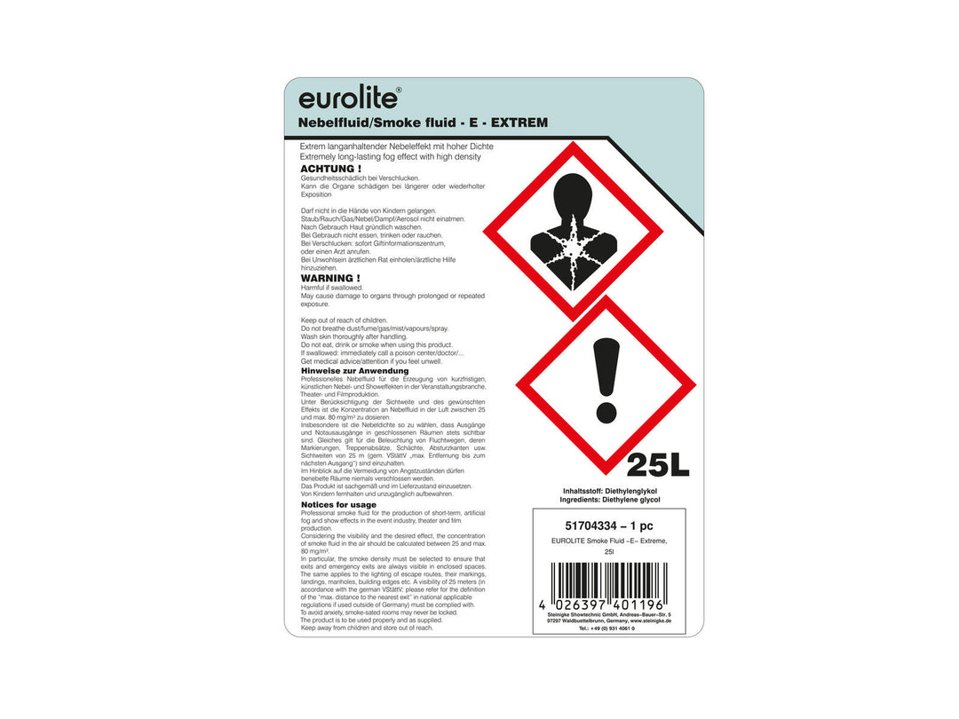 EUROLITE SMOKE FLUID -E- Extreme, liquide à fumée 25l