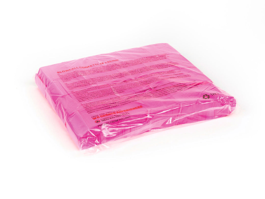 Confettis rectangulaires TCM FX Slowfall 55x18mm, rose néon, uv actif, 1kg