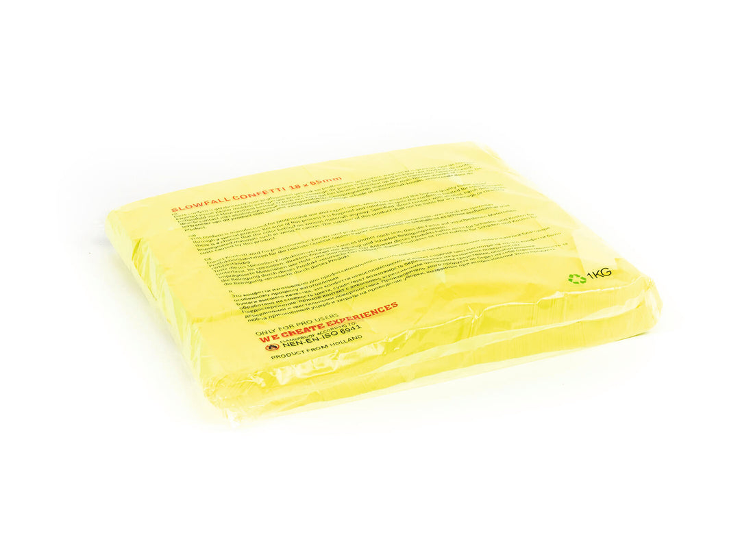 TCM FX Confettis Slowfall rectangulaires 55x18mm, jaune néon, actifs aux UV, 1kg