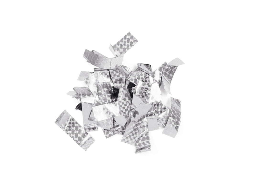 Confettis métalliques rectangulaires TCM FX 55x18mm, argentés, effet laser, 1kg