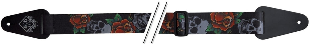 Sangles de guitare GEWA F&S Tattoo-Edition - Crânes et roses Black