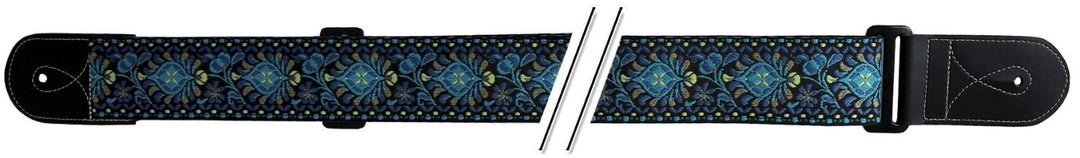 GEWA Sangles Guitares F&S Folk Jacquard - Blue-Yellow