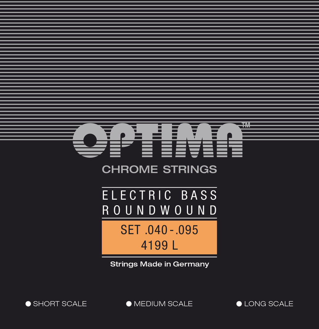 Cordes de basse électrique Optima Chrome Strings Round Wound Long Scale - set 4 cordes light (4199L)