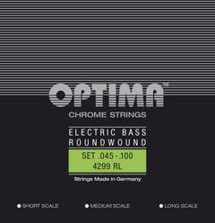 Optima cordes de basse électrique Chrome Strings à filet rond Long Scale - Set 4 cordes reg-light (4299L)