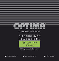 Optima Cordes de basse électrique Chrome Strings Flat Wound medium scale - Set (4099M)