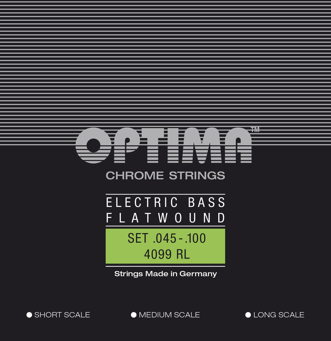 Optima Cordes de basse électrique Chrome Strings Flat Wound medium scale - Set (4099M)