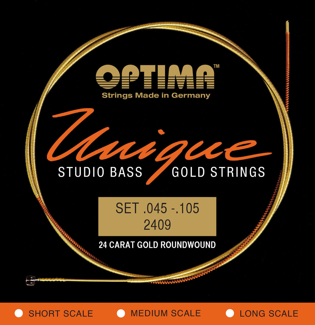 Cordes de basse électrique Optima Unique studio golden strings - 4 cordes super longues sc. (2409SL)